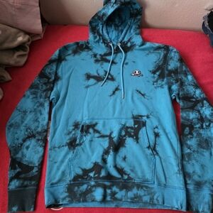 Medium Champion Teal/Blue & Black Tie-Dye Men's Hoodie/Sweatshirt